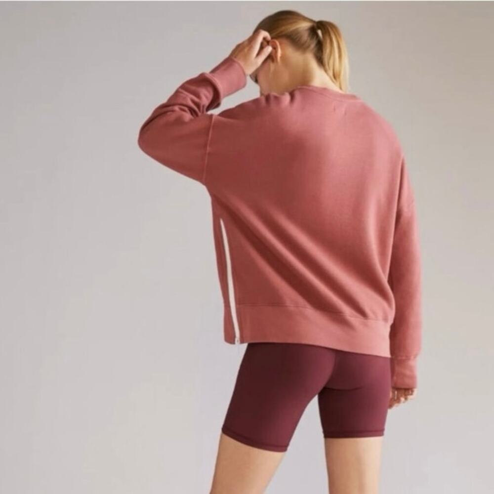 SUNDRY Women's 3 L Grateful Varsity Crewneck Popover Graphic Sweater Mauve Pink - Picture 11 of 12